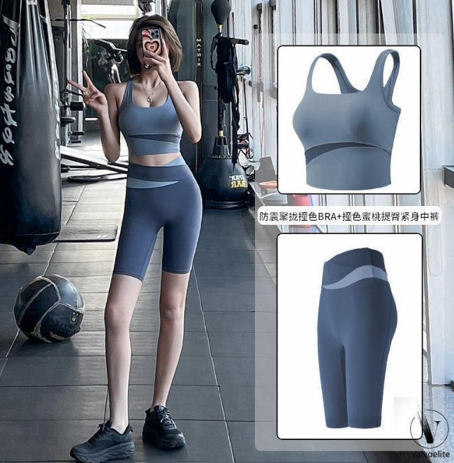 瑜伽服女夏季薄款户外运动跑步背心专业健身普拉提训练服上衣套装